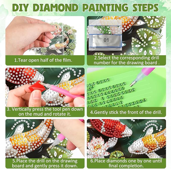 DOMROM Goldfish Diamond Art Hanging Kits for Adults, Special Shaped Crystal Diamond Painting Goldfish Pendant, DIY Diamond Art Suncatchers Animal for Home Garden Wall Decor Gift