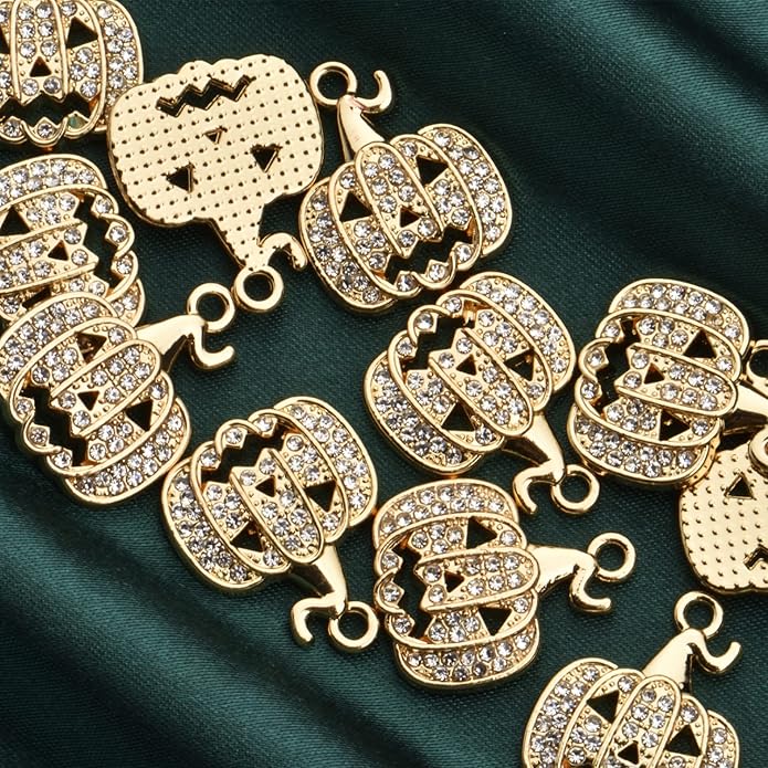 Pack of 20 Rhinestone Charms Gold Plated Pendants Pave Crystal Accessories for Necklace Bracelet Jewelry Making DIY Crafting