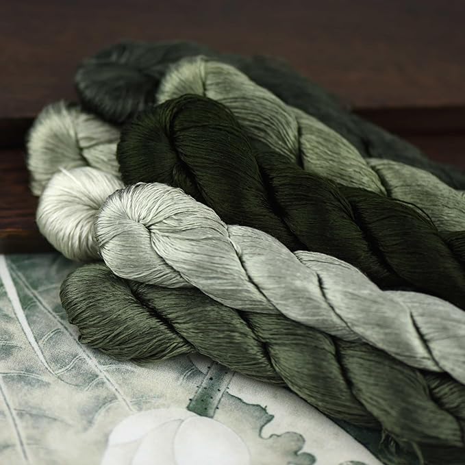Natural 100% Silk Thread, Handmade Embroidery Thread Silk Floss 7 Colors 110m Each (66)