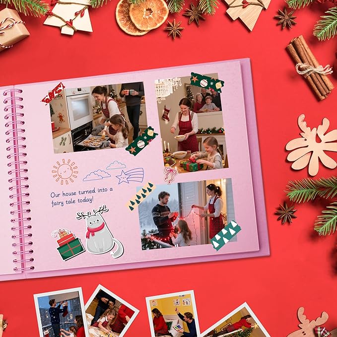 Scrapbook 7x7 Inch DIY Scrapbook Album Hardcover Kraft Paper Scrap Book Photo Albums 40 Pages Perfect for 4x6 / 5x7 Photos Memory Book for Family, Wedding