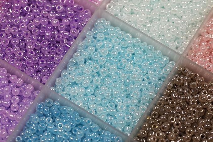 Size 2mm Glass Seed Beads 24 Ceylon Colors Total About 16800pcs,12/0 Small Seed Beads for Jewelry Making
