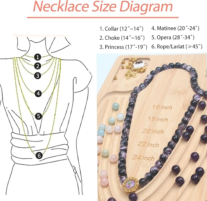 Bead Board for Jewelry Making, Bamboo Beading Tray Design Mat for Necklaces, Bracelets, and Crafts. Portable Bracelet Sizer Jewelry Making Supplies