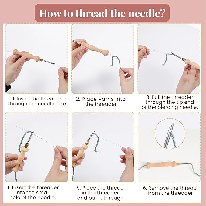 Zyrose Punch Needle Kit for Beginners โ Modern Embroidery Kit with Printed Fabric, Non-Slip Hoop, Merino Yarn, 3 Needles โ Boho Craft Kit for Adults & DIY Gifts (Boho Abstract)