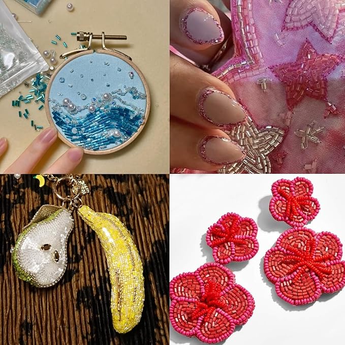 EuTengHao 19200Pcs Tube Beads Kit 3mm Glass Bugle Seed Beads for Jewelry Making Embroidery & Home Decor (32 Vibrant Color)