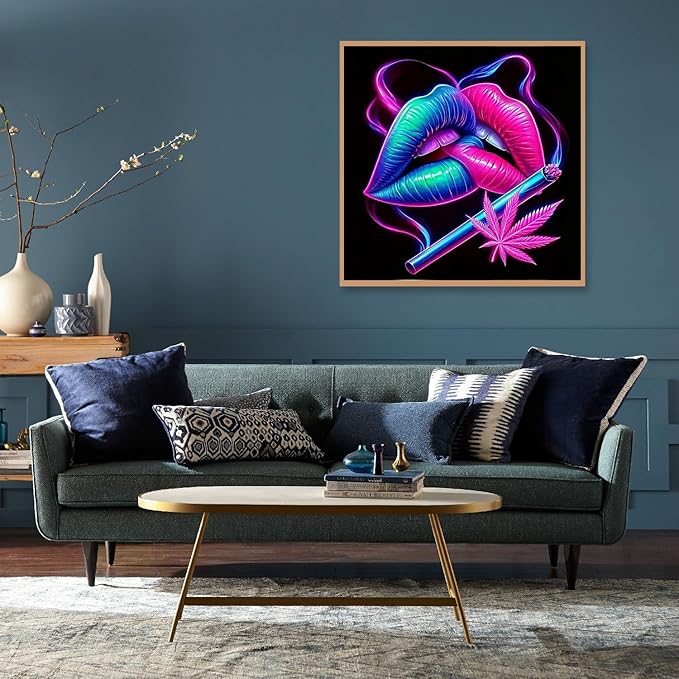 KTHOFCY 5D DIY Diamond Painting Kits for Adults,Colorful Lips Full Drill Embroidery Cross Stitch Crystal Rhinestone Paintings Pictures Arts Wall Decor Painting Dots Kits 11.8X11.8 in