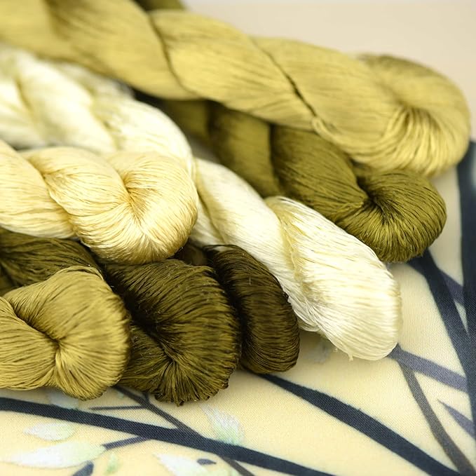 Natural 100% Silk Thread, Handmade Embroidery Thread Silk Floss 7 Colors 110m Each (18)