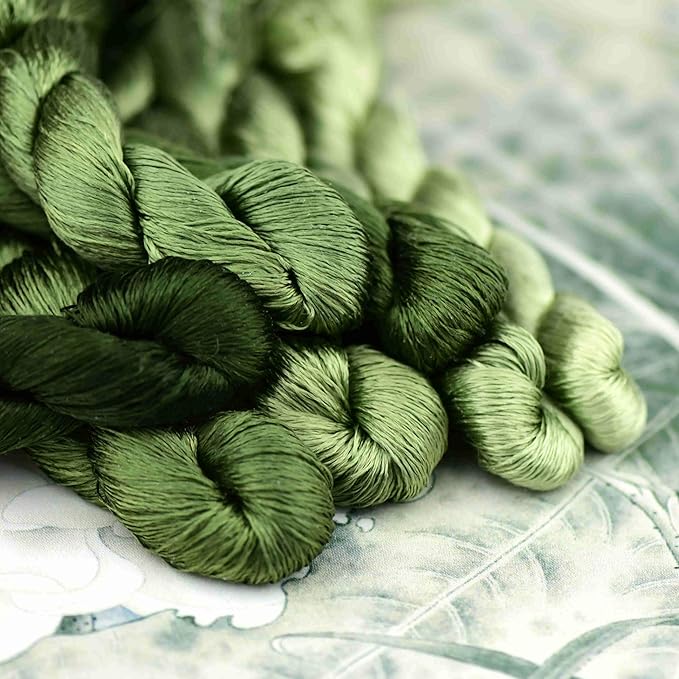 Natural 100% Silk Thread, Handmade Embroidery Thread Silk Floss 7 Colors 110m Each (15)