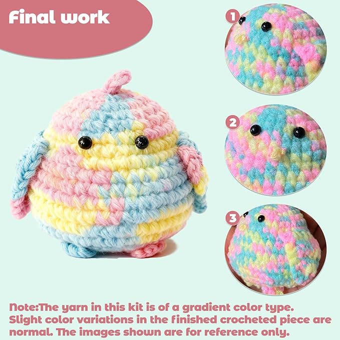 JueRum All in One Crochet Kit for Beginners, 2PCS Animal Crochet Starter Kit with Step-by-Step Video Tutorials,Learn to Crochet Stuffed Amigurumi Animals Knitting Kit for Adult