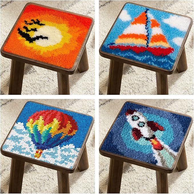 Generic Cartoon Red Crab Latch Hook Rug Kit for KBeginner Easy Little Mat with Printed Canvas DIY Hook Making Crochet Yarn Craft Tapestry for Decoration and Gift 12x12inch, As Main Picture