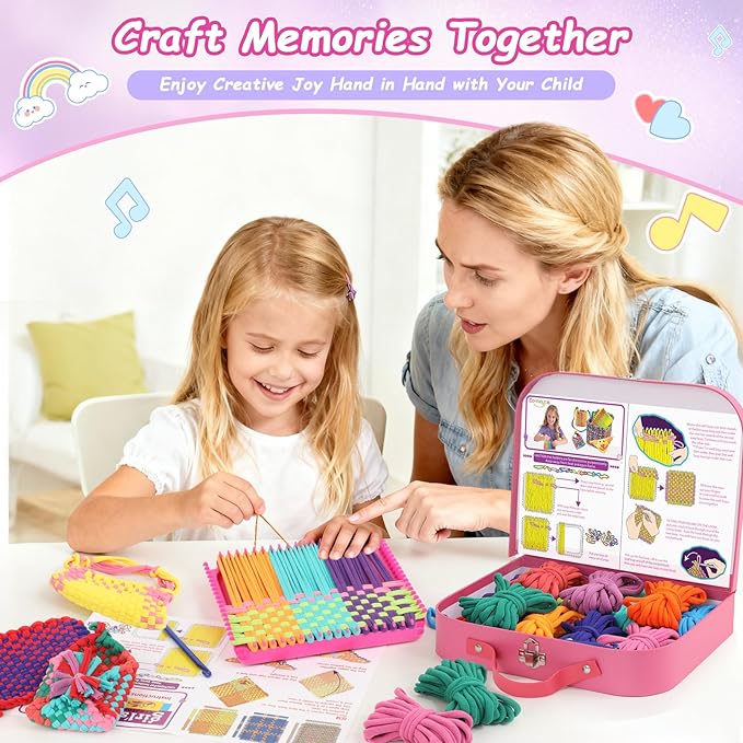 Weaving Loom Kit Toys Gift for Kids and Adults–DIY Arts and Crafts Beginner-Friendly Potholder Loom Kit with Loops Tools Funny Birthday Christmas Gifts Toys for Girls Ages 5 6 7 8-12 13 Years Old