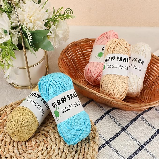 WILLBOND 5 Rolls Glow in The Dark Magic Yarn Luminous Neon Crochet Yarn for Crocheting DIY Knitting Glow Fingering Sewing Supplies for Crafts Sewing Party 54.7 yd Per Roll (Retro Colors)
