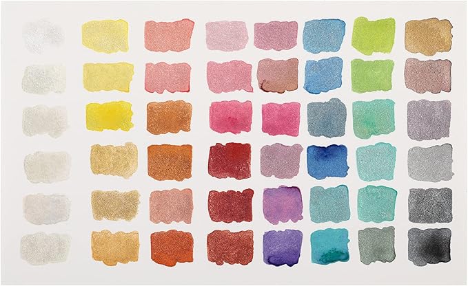 Soho Urban Artist Metallic Watercolors Set – 48 Vibrant Metallic Half Pans in Travel Case – Professional Shimmer Watercolor Paint Set for Artists, Crafters & Mixed Media