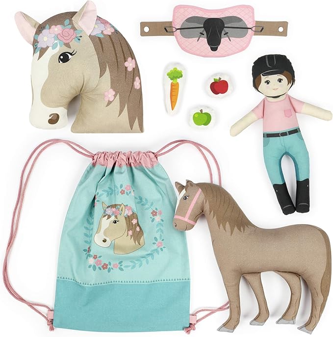 kullaloo Horse-Themed Fabric Panel Sewing Kit ✦ Cut & Sew DIY Project for Kids & Beginners ✦ Includes 8 Projects – Great for Girls, Boys, and Family Craft Time (Horse Love)