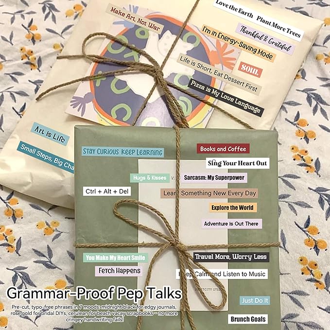 Junk Journal Supplies Kit - 40 Sheets Quote & Affirmation Stickers for Scrapbooking | Vintage Ephemera Decor, Vision Board Essentials | Card Making, Bullet Journal Embellishments for Adults Teens