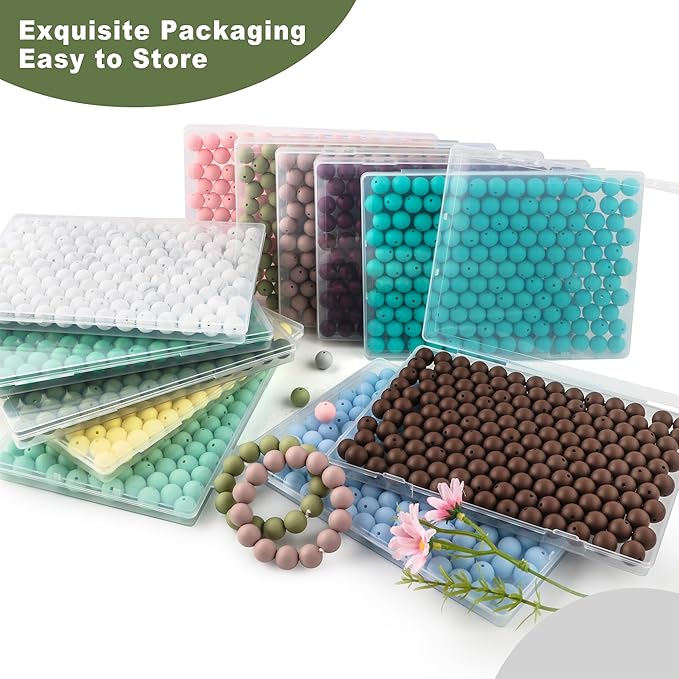 150Pcs 15mm Silicone Beads for Keychain Making Bracelet Necklace, Bulk Round Silicone Beads for Pens(Bean Green)