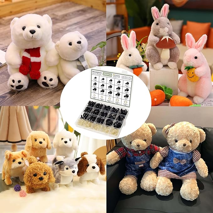 MAOQIAN 294PCS Safety Eyes for Amigurumi, 6-20mm, 8 Sizes Safety Eyes with Washers for Crocheting, DIY Crafts, Stuffed Animals
