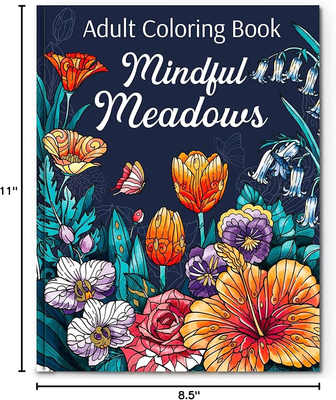RYVE Coloring Book for Adults Relaxation - Beautiful Designs to Promote Mindfulness & Relaxation - Adult Coloring Book for Women & Men, Anxiety and Stress Relief Gifts for Women, Flower Designs