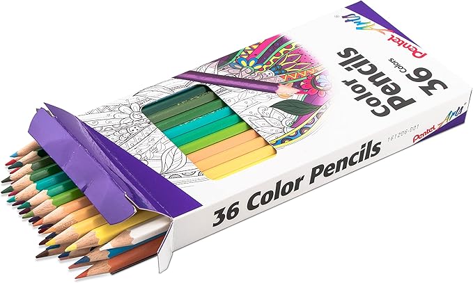 Pentel Arts Color Pencils - Assorted Colors, 36-Pack (CB8-36)
