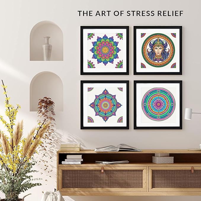 FUN LAVIE Adult Coloring Book - Mandala Coloring Books for Adults Relaxation and Teens Stress Relief, Large Print Spiral Bound Coloring Book for Women,Mandalas Style Mindfulness Stress-Free Patterns