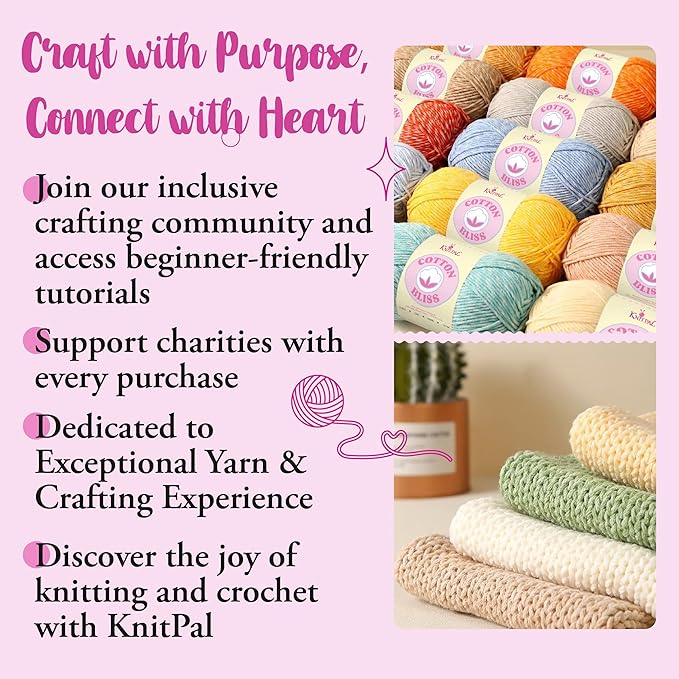 Cotton Bliss Soft Cotton Blend Yarn for Crocheting, 4-Pack (640Yds / 400G), Free Patterns, Beginners Friendly - #4 Medium Worsted Weight Yarn for Baby Blanket - White Chocolate