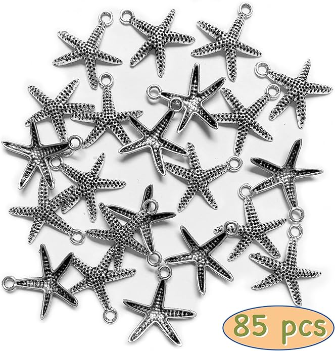 Heather's cf Silver Sea Charms – Antique Pendants, Non-Tarnish, Lead-Free & Nickel-Free, Bulk Ocean Animal Charms for DIY Jewelry, Bracelets, Necklaces, Earrings, Beach Craft Supplies (Sea Animals)