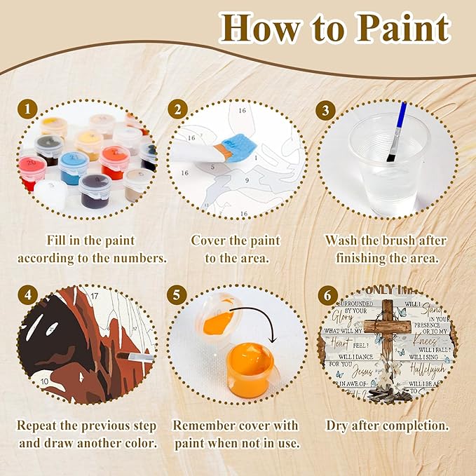 HMZephitiquc Jesus Paint by Number for Adults, Cross Paint by Numbers Kit for Adults Beginner, Painting by Numbers, Easy Oil DIY Crafts for Gift Home Decor 16x20 in