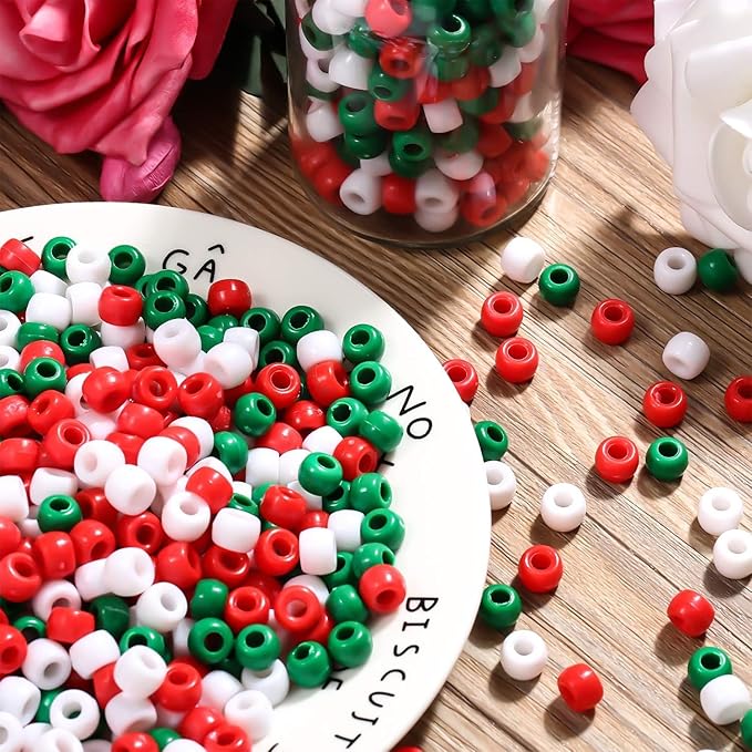 Pony Beads Bulk 900 Pcs for Necklace, Jewelry Making, Earring, Hair Braiding, Bracelets Making Kits, Crafts - Plastic Beads for Girls