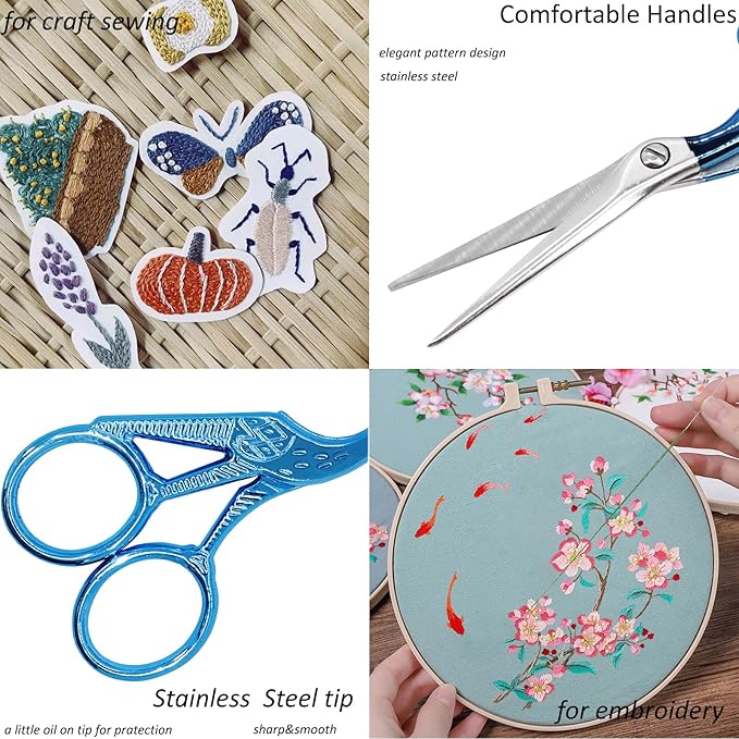 BIHRTC 4.5Inch Small Sewing Scissors Stainless Steel Sharp Tip Scissors with Leather Protect Cover for Embroidery Craft Needle Work Art Work Handcraft Threading