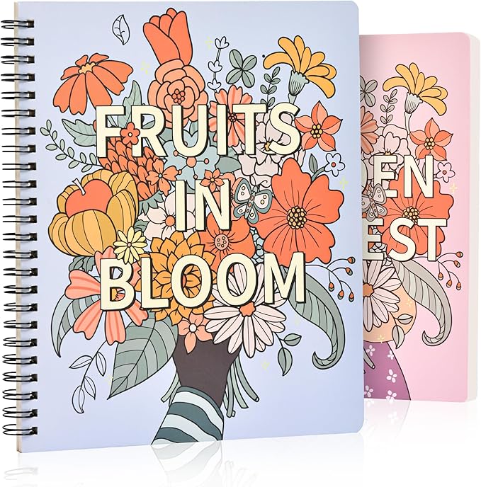 Adult Coloring Book for Women, 2-Pack Fruit and Vegetable Designs, Stress Relief Coloring Books for Adults, 8.5 x 7 Inch Relaxing Art Activity for Mindful Coloring