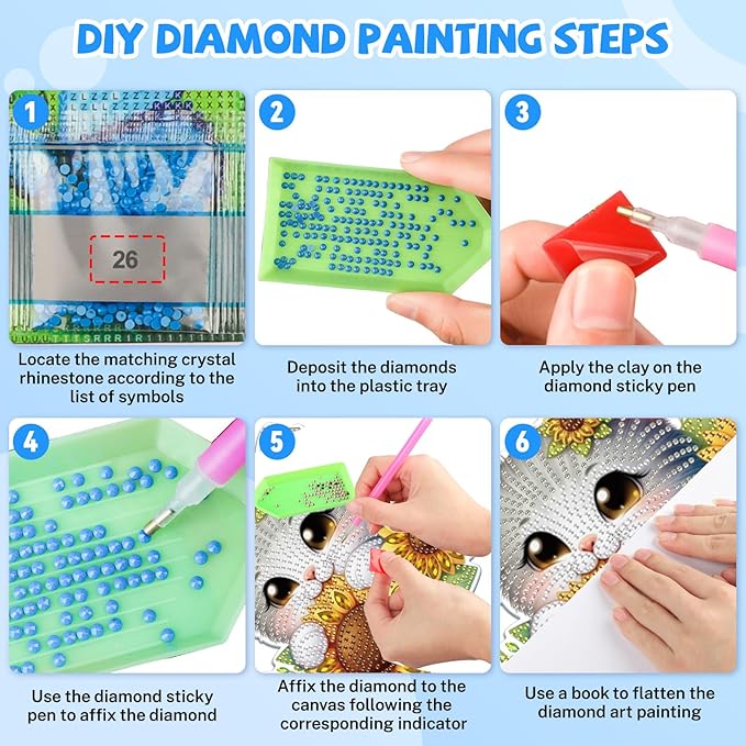 Bowetile Hanging Diamond Art Cat Kits for Adults, 5D Special Shape Diamond Painting Sunflower Kits, Animal Diamond Gem Art Suncatchers Painting Pendant Ornament for Home Garden Wall Decor