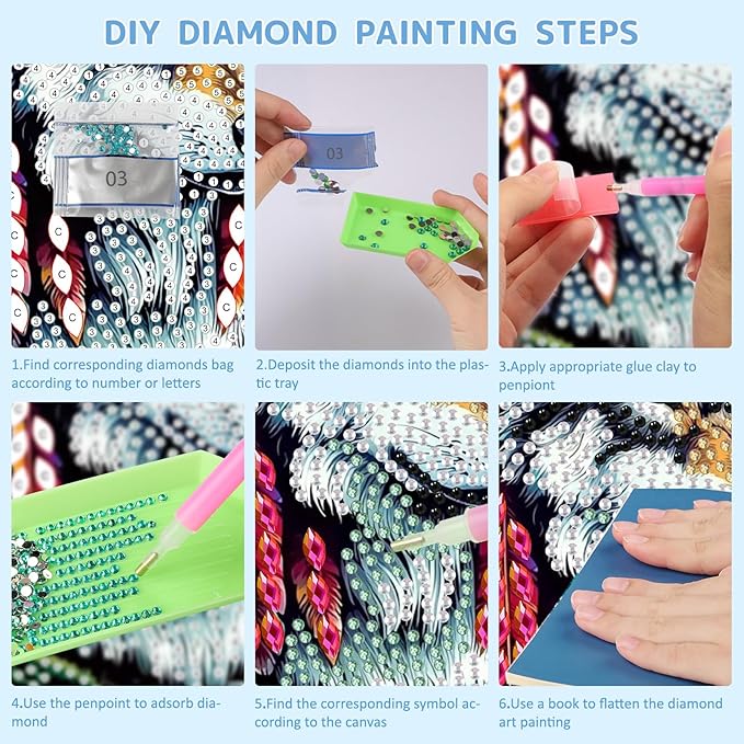 SENQAO Wolf Diamond Art Hanging Kit for Adult Mountain Landscape, 5D Special Shape Diamond Art Kits, Wolf Crystal Rhinestones Diamond Gem Art Painting for Home Garden Wall Decor