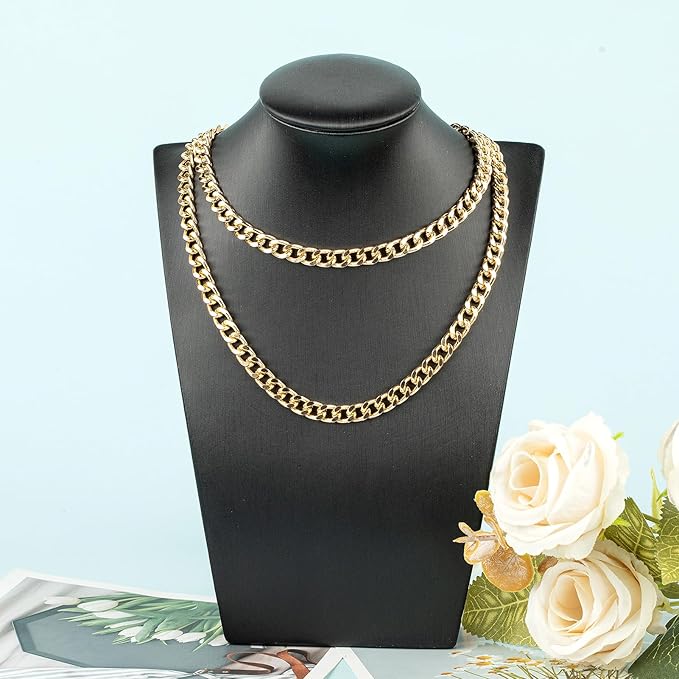 YOUBEIYEE 33 Feet Gold Cuban Link Chain for Men and Women Necklace DIY Gold Plated Aluminum Jewelry Chains Bulk with Jump Rings and Lobster Clasps