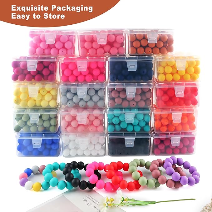 65Pcs 19mm Silicone Beads for Keychain Making Bracelet Necklace, Bulk Round Silicone Beads for Pens(Rust Brown)