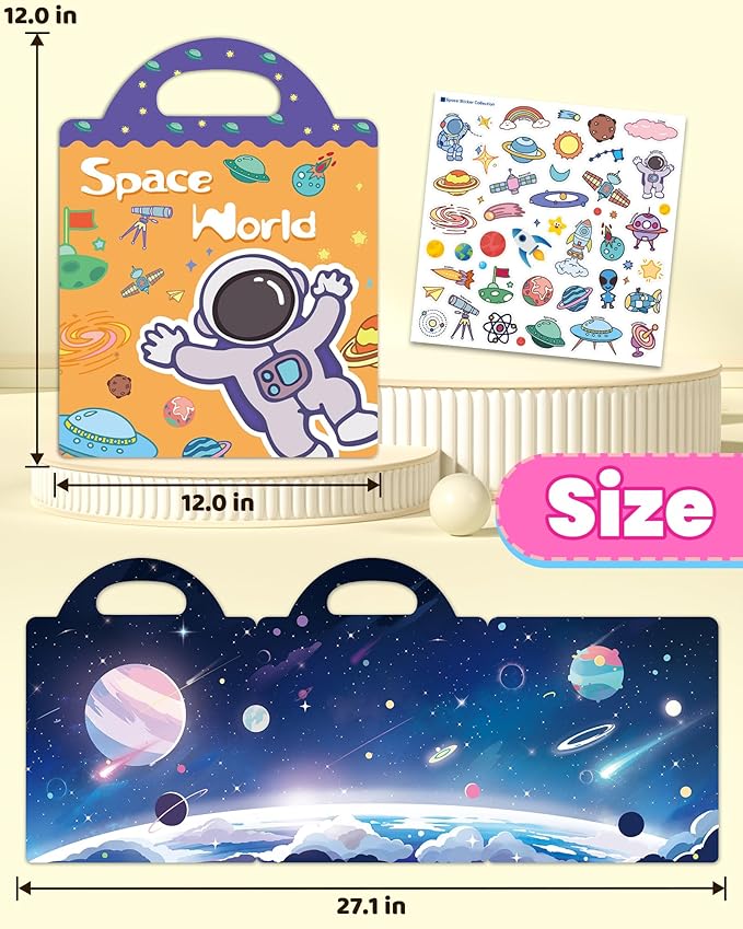 walenced reusable sticker book for toddlers, stickers for kids, toddler craft activities, toddler travel toys ages 3 and up boy girl birthday gifts