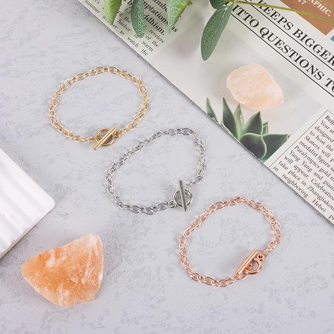 9 Pieces Bracelet Chains with Lobster Clasps for Women DIY Jewelry Making Bracelets Crafts Supplies (Gold, Silver)