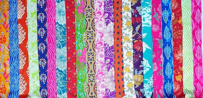 21 Yards Unstitched Recycled Sari Cotton Yarn Ribbon Tassels 21 Strips SKEINS Shades Recycled Journal Scrapbook Craft Project Decor DS360 (Pure Cotton, 21 Yard)