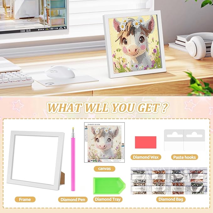 SENQAO Horse Diamond Art Kit for Adults with Frame Art and Crafts for Adults Ages 6-8 -10-12 Easy to DIY Diamond Art for Adults and Adult Beginners Home Wall Decoration 7.1x7.1inch