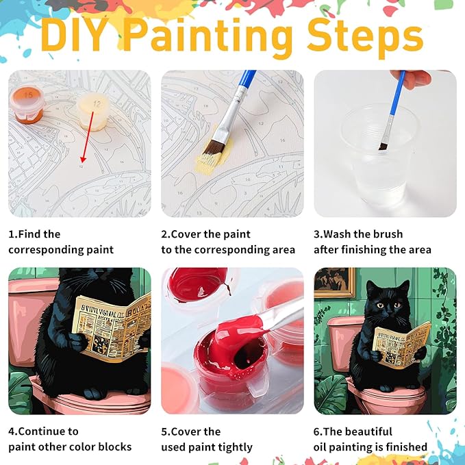Paint by Numbers for Adult,Cat Paint by Numbers Kit for Adults Beginners, DIY Acrylic Painting on Canvas for Home Wall Art Decor(16x20Inch