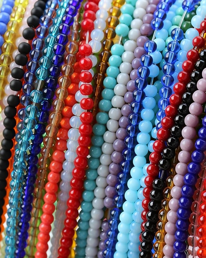8mm Glass Beads 46PCS Glass Beads for Jewelry Making Charm Round Loose Bead for Bracelet Making Kit (Green Jade Glass)