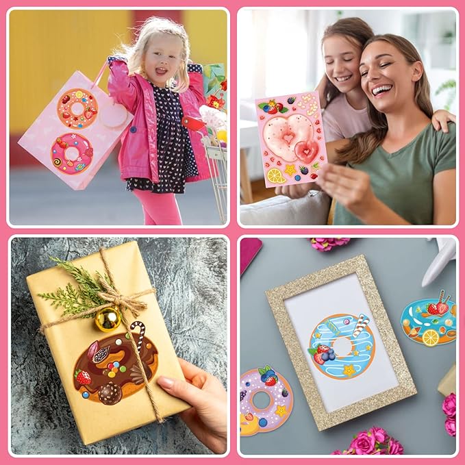 27 sheets make a face donut stickers for kids make your own dessert stickers mix and match sweets and treats fruit, donut themed birthday gifts diy art crafts party favors supplies decorations
