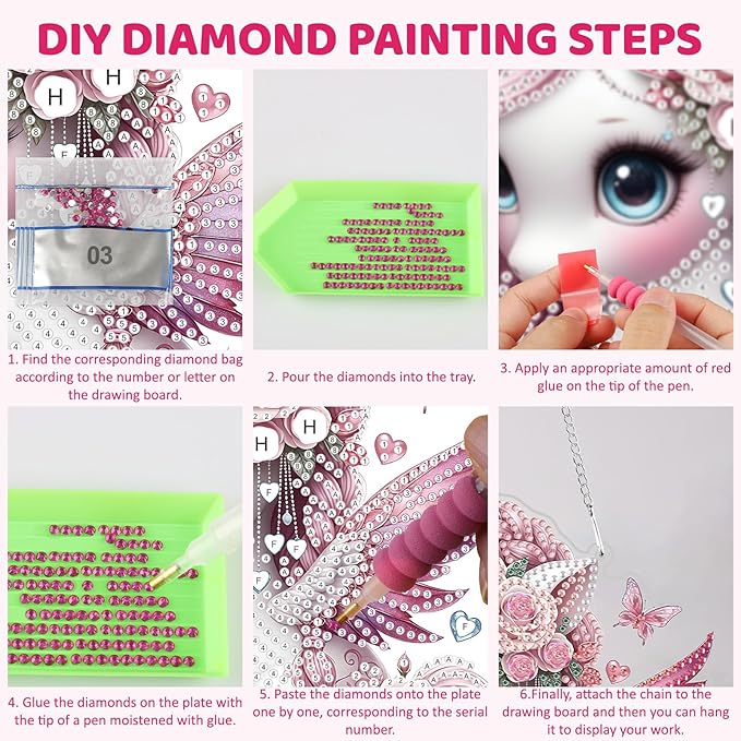 MEIYUDA Animals Diamond Painting Kits Hanging, DIY Cute Animal Diamond Art Window Pendant for Adults, Special Shape Rhinestone Ornament, Crystal Gem Art Craft for Home Garden Wall Decor