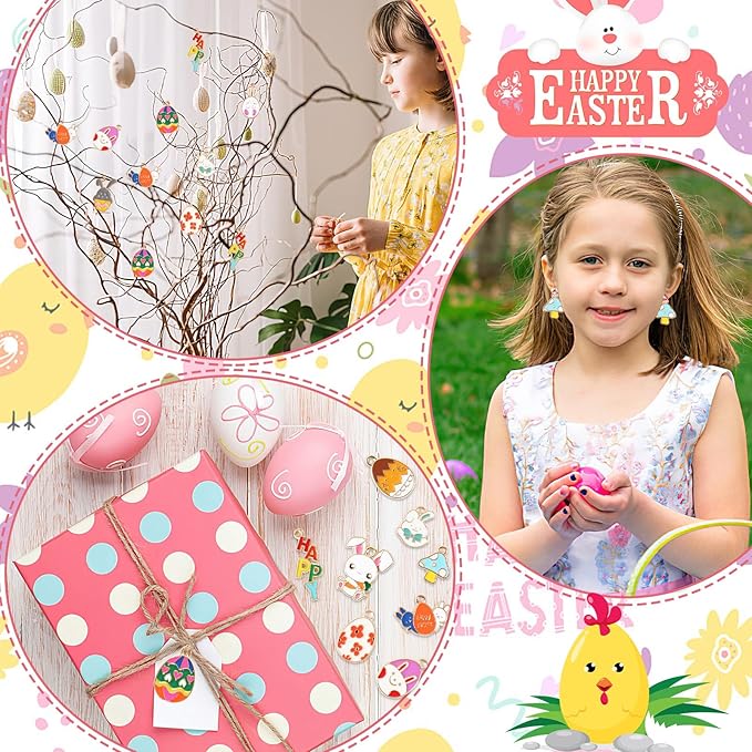 SANNIX 350pc Easter Charms for Jewelry Making - Bulk Easter Egg Bunny Rabbit Pendant Charms for Bracelet, Necklace, Earring Crafts
