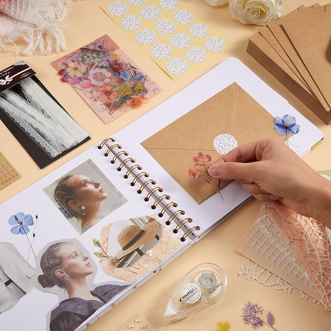 Humyoun Wedding Guest Book Letters to The Bride Scrapbook Wedding Memory Book Bridal DIY Blank Paper Scrapbook Photo Album Guest Sign with Pearl Stickers(8.5 x 7 Inch,Wildflower,Colorful)