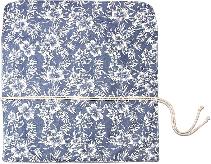 Teamoy Knitting Needles Holder Case(up to 14 Inches), Rolling Organizer for Straight and Circular Knitting Needles, Crochet Hooks and Accessories, Blue Flowers - NO Accessories Included