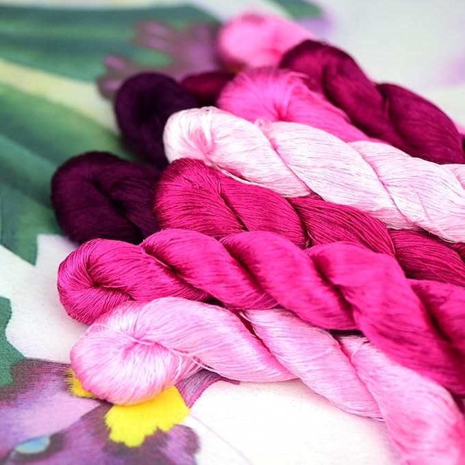 Natural 100% Silk Thread, Handmade Embroidery Thread Silk Floss 10 Colors 110m Each (25)