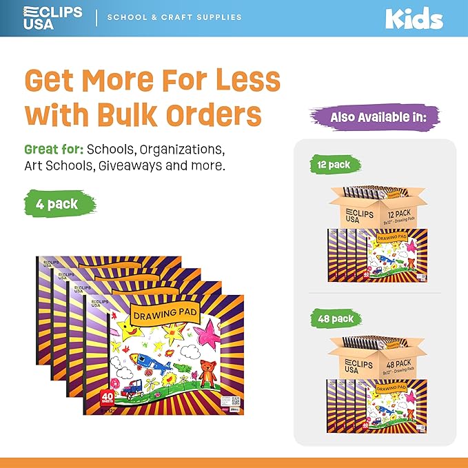 Sketch Book for Kids, Drawing Pad for Kids, Drawing Paper, Sketch Pad for Kid, Sketchbook for Kid (9 x 12, 40 Sheets) (4)