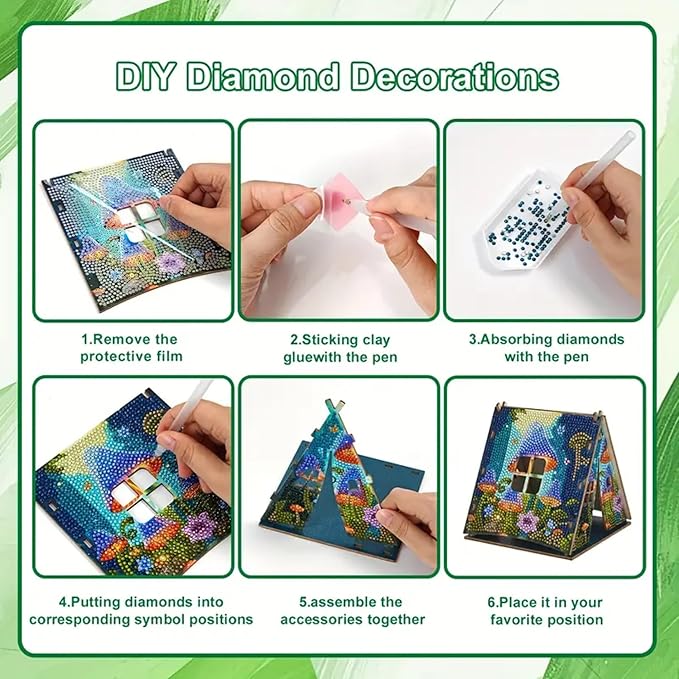 Party Ready 3D Diamond Painting Tent Craft Kit with LED Lights – Full Drill Crystal Mosaic Wood Puzzle, DIY Holiday Decorative Art for Home Display (Christmas Reindeer)