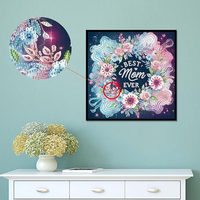 LazyFold Diamond Art Painting Kits for Adults, DIY Flower Special Shape Diamond Art Kits for Beginners, Crystal Rhinestones Diamond Art Painting for Home Wall Decoration Gift 12×12inch