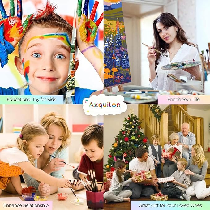 Axquilon Framed Paint by Numbers Kit for Adults-Wilfflowers Adult Paint by Number Kits with Easel, Easy Adults' Paint-by-Number Kits Oil Painting for Gift Home Wall Decor 8x12in