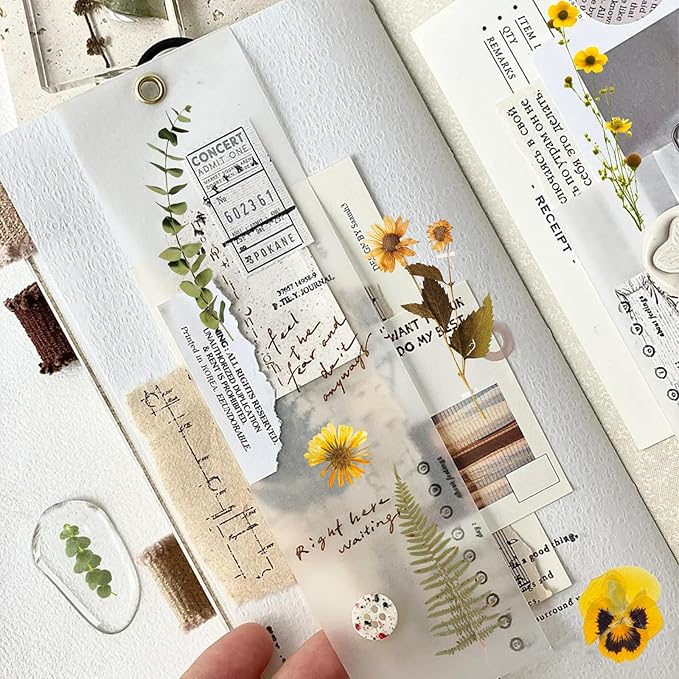 40 Sheets Flower Stickers - Waterproof Scrapbook Sticker & Junk Journal Supplies, Spring Nature Stickers for Adults DIY Crafts